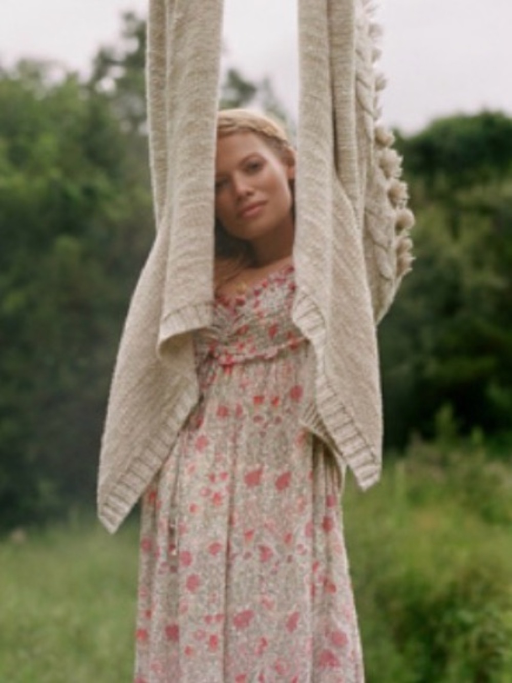 Anthropologie BRAIDED-SLEEVE CARDIGAN